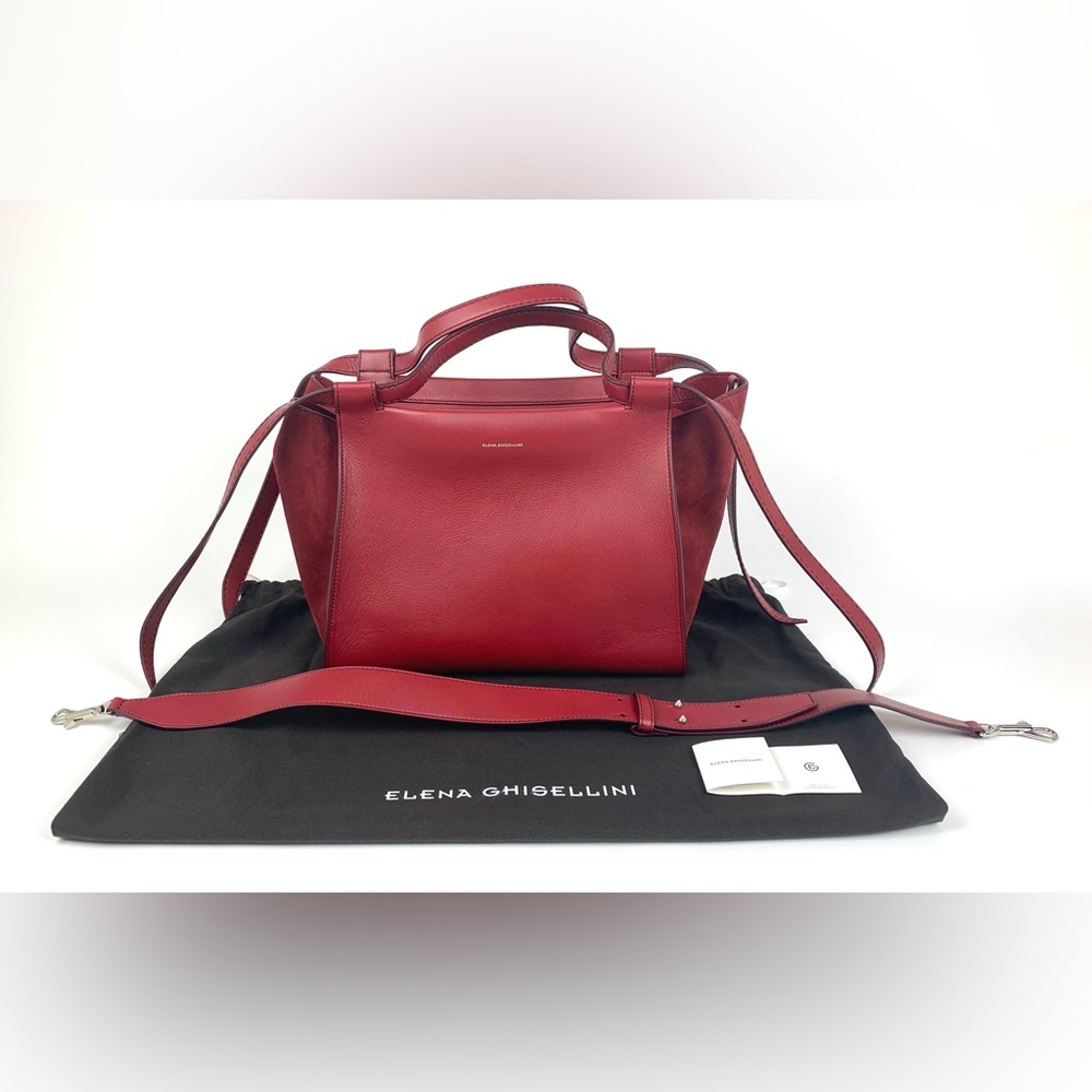Elena Ghisellini Usonia Leather Suede Satchel, new, never used.